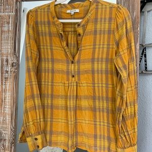 Madewell Yellow Plaid Popover Flannel
